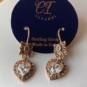Edwardian Heart CZ Rose Gold Plated Earrings